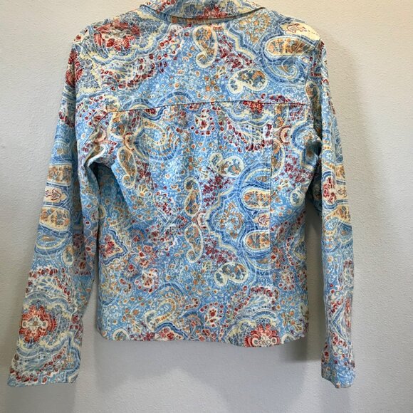 Joni B Women's Art-To-Wear Floral Embroidered Button-Up Shacket. Size M. Coastal - Picture 5 of 10